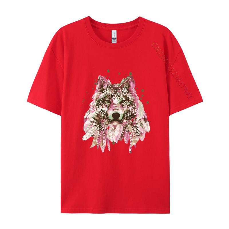 Clothing Native American Wolf Head Tribal TShirt Men New Design Crazy Tops T Shirt Cotton T Shirts Design