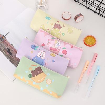 Astuccio Cartone Animato Orso Limone - Portaoggetti Multifunzionale per Studenti Scolastici.