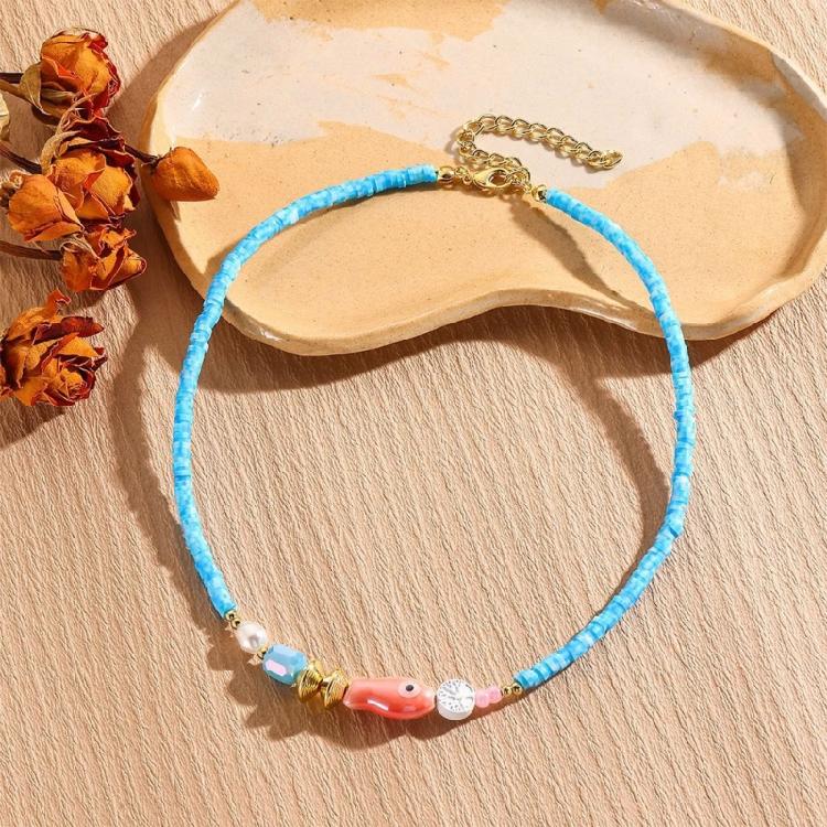 Vintage Sea Charm Pendant Neckchain Fashionable Beaded Necklace Temperament Neckwear Fashion Jewelry Piece