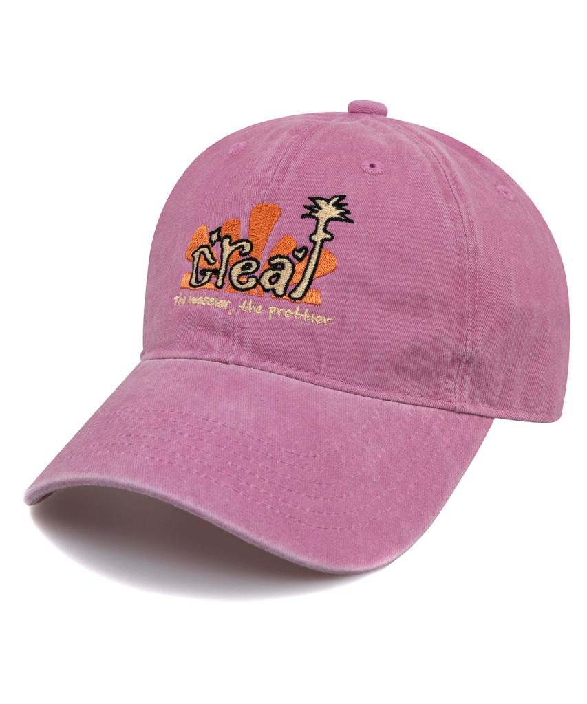 Bichiseuaenkeulim Creaf Stone-Washed Ball Cap-Pink