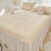 Summer Ice Silk Bed Skirt Cooling Mat Foldable Machine Washable Soft Latex Mattress Cover for Home Use