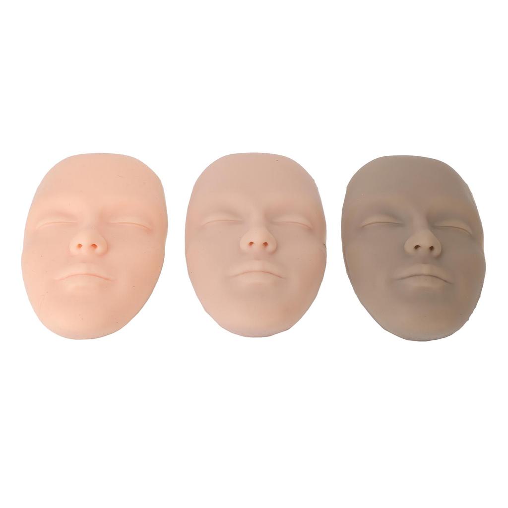 3pcs 5D Tattoo Practice Skin Head Silicone Realistic Semi Permanent Microblading Tattoo Training Facial Skin for Makeup
