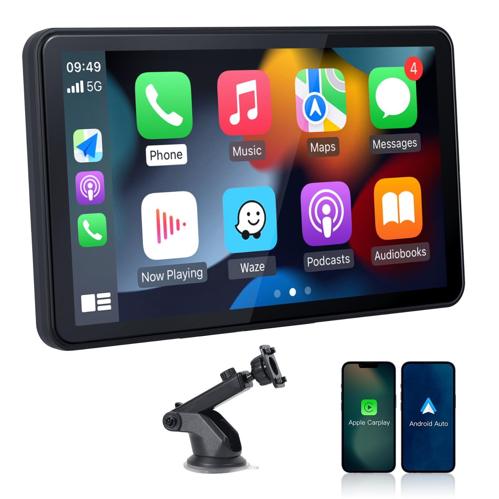 7-дюймовый универсальный экран Carplay для автомобиля Full HD сенсорный экран с Carplay Android Auto Navigation FM Bluetooth (Black,7 ) чёрный