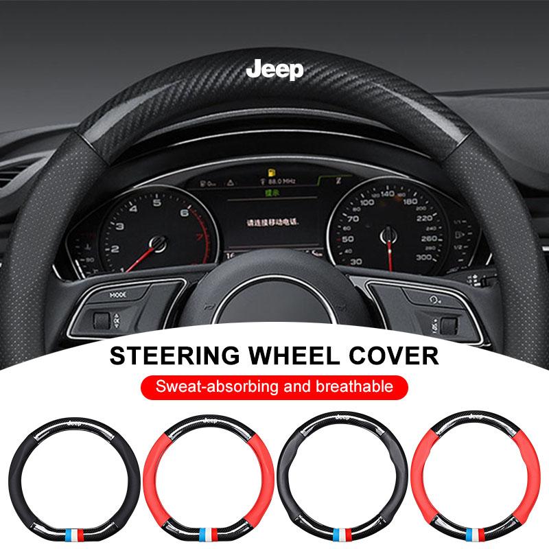 Husa Respirabilă Antiderapantă din Piele PU pentru Volan Auto Husa Volan Pentru Jeep Renegade Valve Anvelope Capace Aer Wrangler Grand Cherokee Compass Patriot