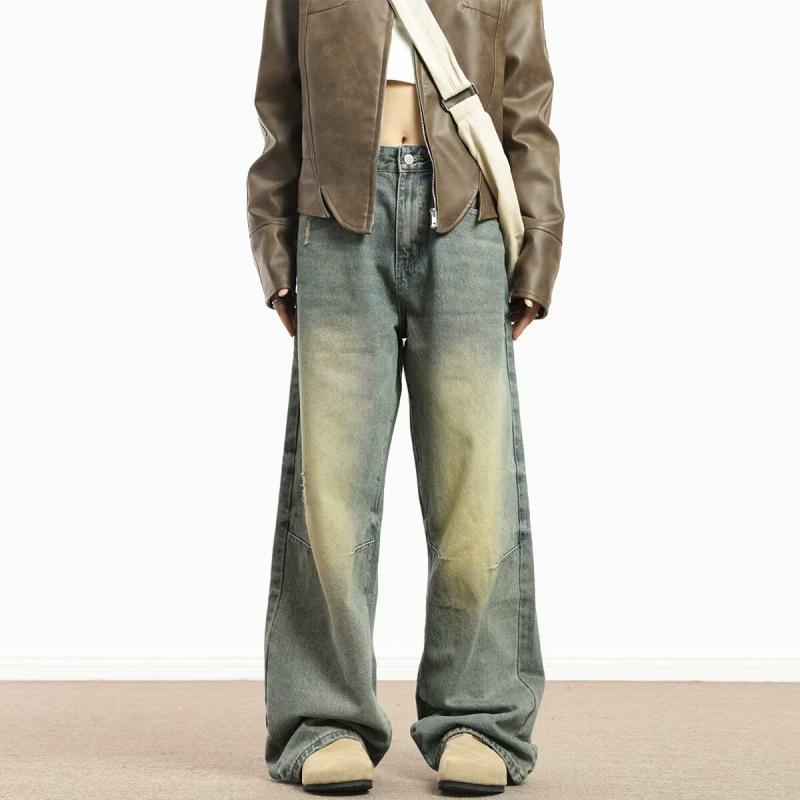 

2023 Winter Unisex Thickened High Street Straight Jeans with Velvet 2XL жовтий/вохра