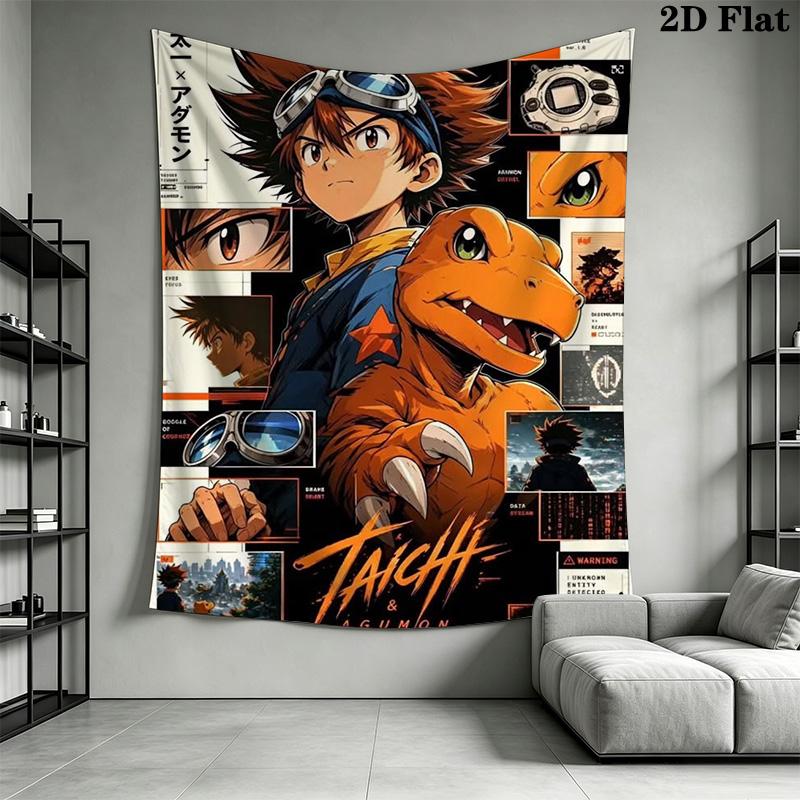 Digimon Heroes Epic Battles Await Tapestry Fashion Print Background Cloth Wall Covering Decoration Atmospheric Background Cloth Home Decor