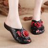 Fashion 2025 Summer Genuine Leather Shoes Women Sandals Old Beijing Style Cow Leather Shoes Flowers Black Red Yellow Plus Size 41 D416