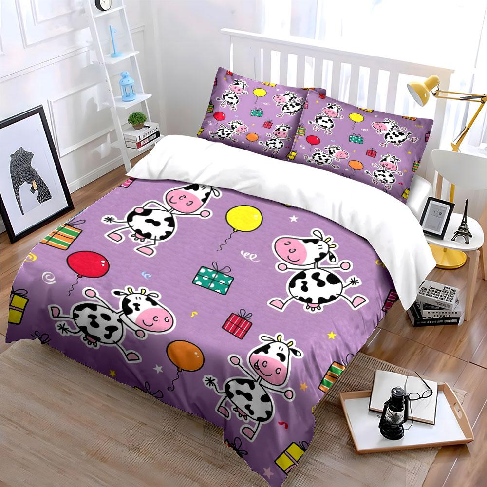 Grosstor Unisex Infant Colorful Cow Party Gift Set Kid's And Adults' Bedroom Decor, Exquisite Three-Piece Bedding Set Gift 200Cm