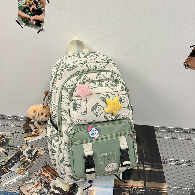 New high-value, fresh, sweet and cute bear backpack, large-capacity backpack for junior high school students
