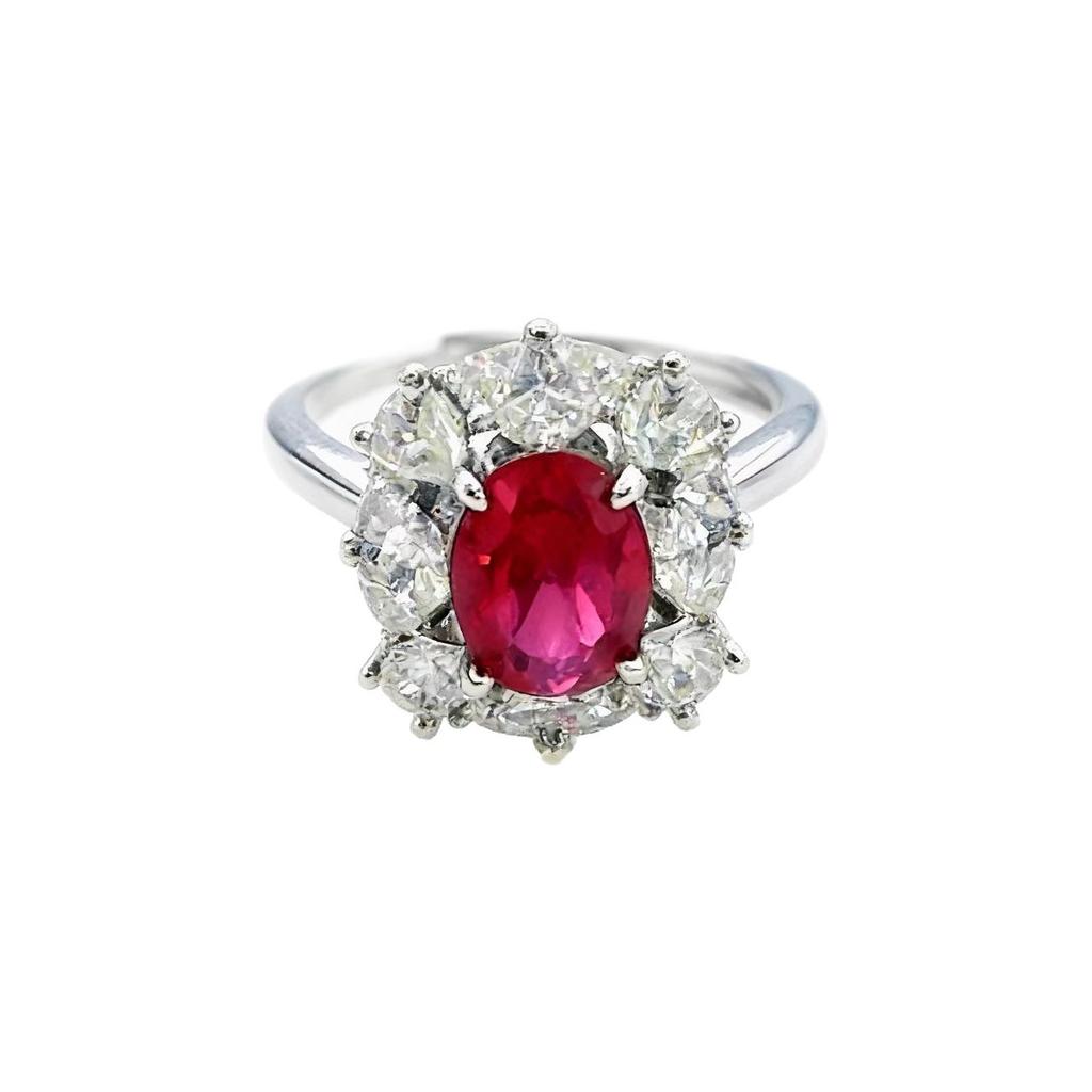 Premium Bright Treasure Jewelry Ruby Ring Women'S Light Luxury Premium Sense Opening Design Luxury Sapphire Ring