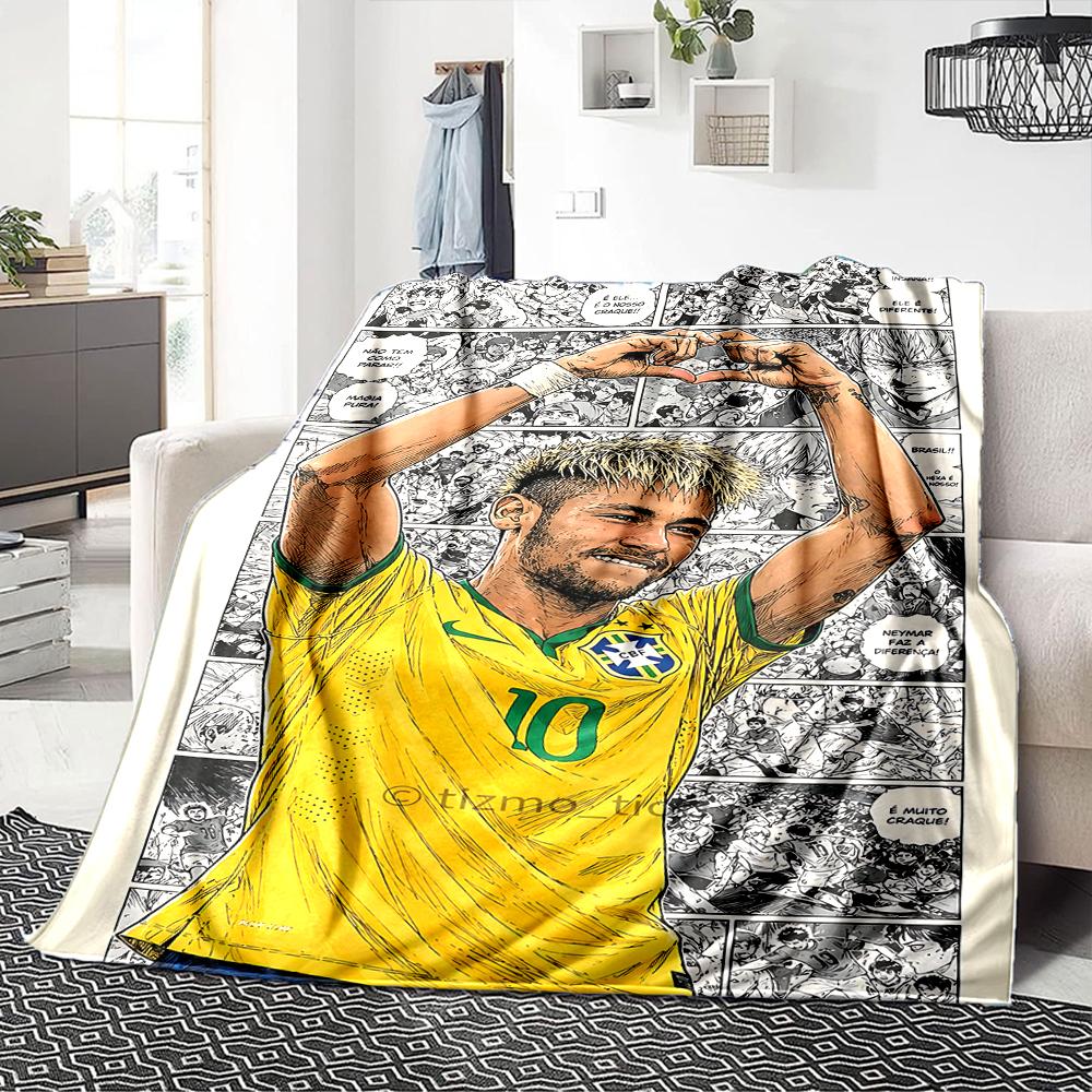Football Legend Celebration Pose printed flannel breathable and warm blanket, a stylish home gift, suitable for home, office and bedspread use. 15a138