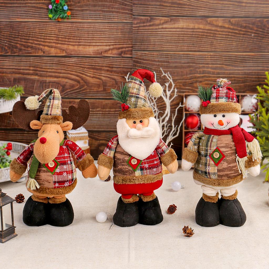 Christmas Doll Retractable Christmas Doll Santa Claus Snowman Elk Standing Doll Christmas Atmosphere Decoration Supplies