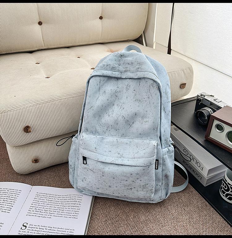 Schoolbag Tie-dye Campus Simple Versatile Backpack Female High School Students Junior High School Students School Bag Large Capacity Backpack