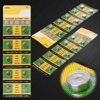 10 PCS Bateria Alcalina tipo Moeda AG3 1.55 V Botão Baterias SR41 192 L736 384 SR41SW CX41 LR41 392