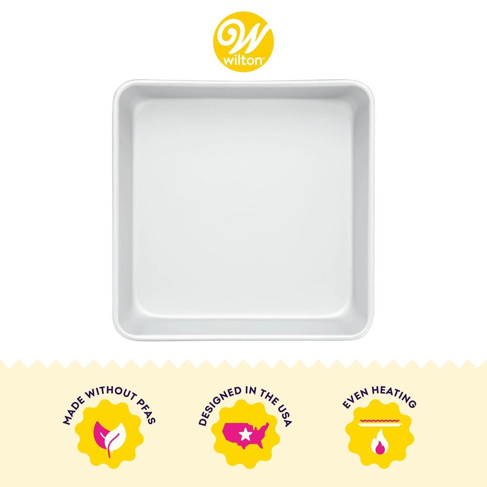 8 Inch Aluminum Square Cake Pan Non-Stick Heavy Gauge Baking Layer Cakes Brownies Even Heat Distribution