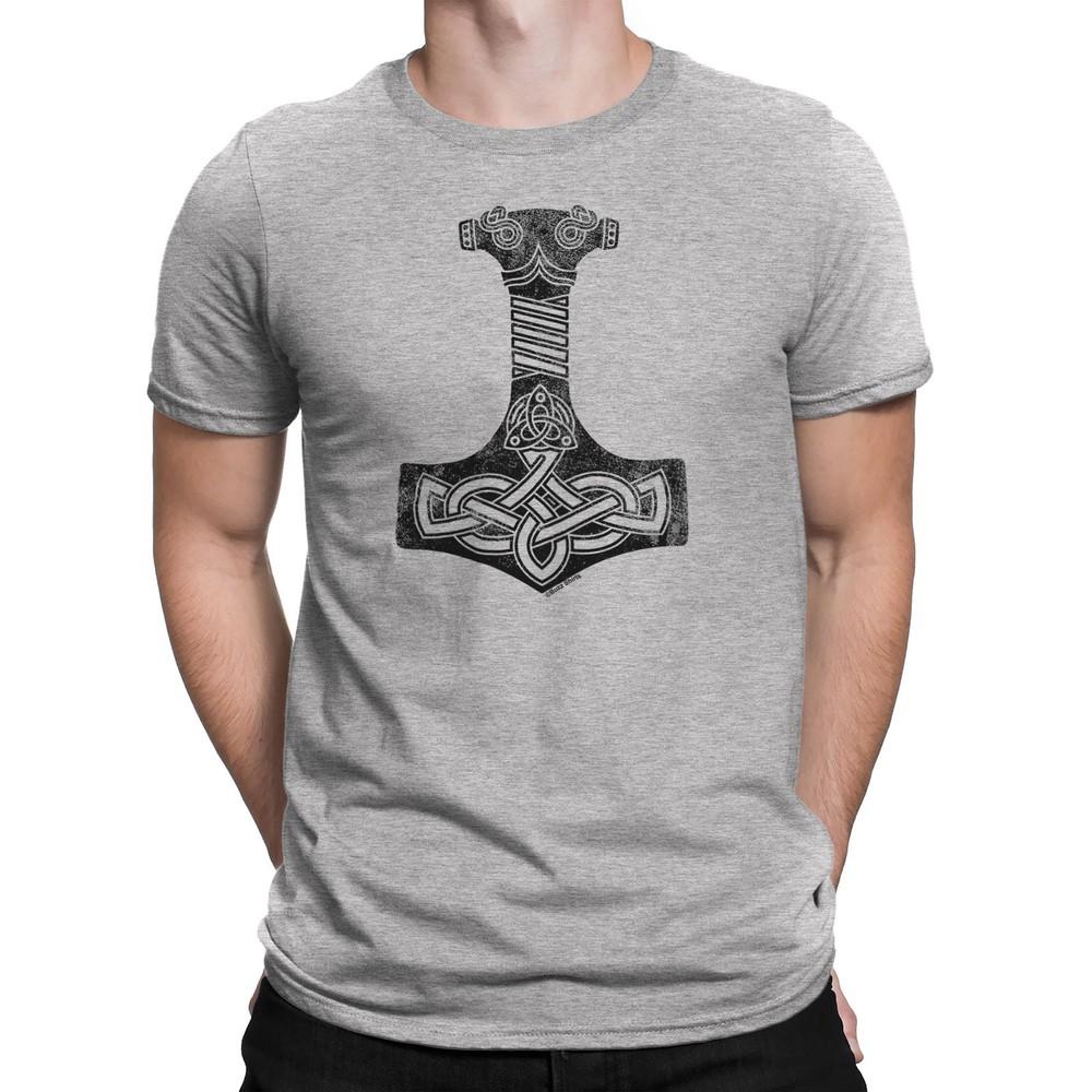 

THORS HAMMER Mens Viking T-Shirt Mjolnir Symbol Thor God Thunder Norse 4XL