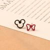 Sweet Asymmetrical Mickey Bow S925 Silver Stud Earrings - Fun Cartoon Ear Jewelry B851