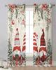 Christmas Ball Dwarf Poinsettia Christmas Tree Sheer Curtains Bedroom Decoration Window Curtains Kitchen Tulle Voile Curtains