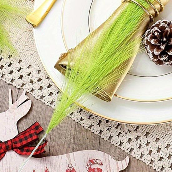 10 Pcs Green Christmas Picks Artificial Furry Green Curly Stems Xmas Tree Topper Ornaments with Red Ball for Christmas Wreath Craft Vase Fillers Home