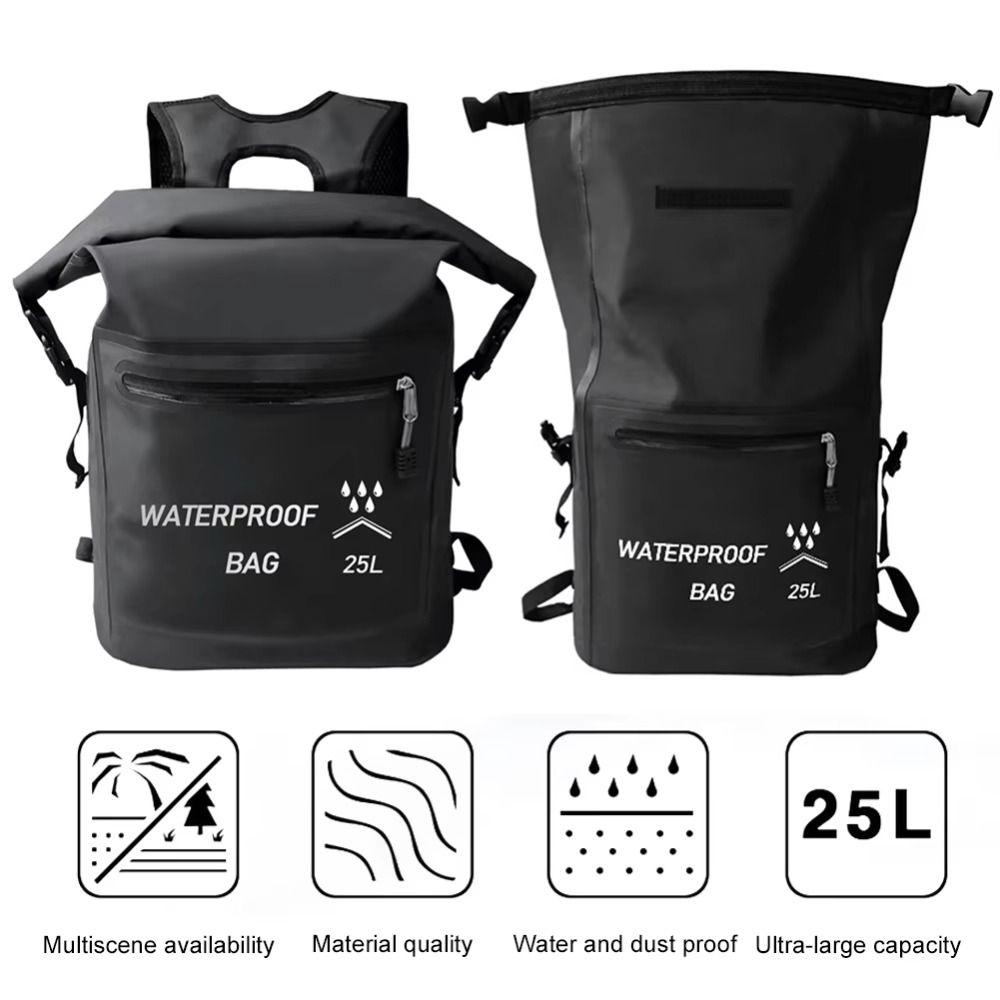 Zipper Pocket Beach Storage Bag Roll-Top Closure Swimming Backpack Beach Fishing