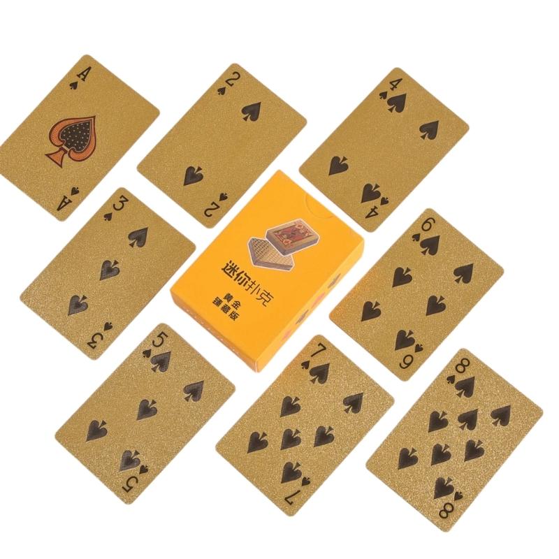 Golden Plastic Playing Cards Compact Size Outdoor Travel Party Playing Card Waterproof Game Card For Travel And Parties