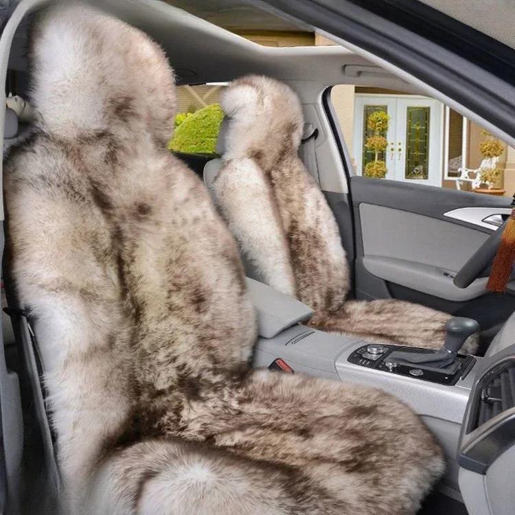 Ciepłe pluszowe pokrowce na siedzenia samochodowe Uniwersalne Długie Futro Wełniane Poduszka Ochronna na Przednie Siedzenie Samochodowe Mata do Akcesoriów Samochodowych Ochraniacz na Siedzenie Samochodowe
