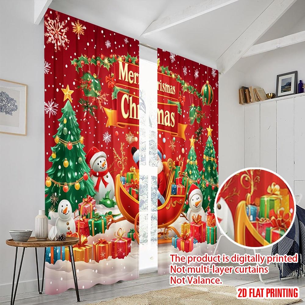 2pcs,2D Plane Printing Curtain Popular Christmas Reindeer (3) Durable 100% Polyester Fabric (without Rod) Gifts Use for Bedroom