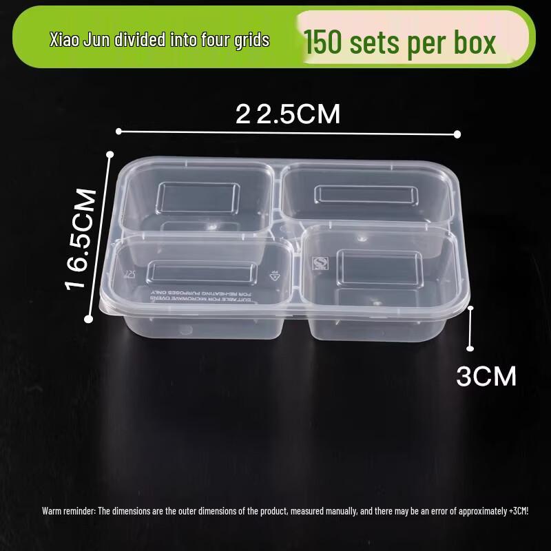 Miaojiayi Disposable Transparent 4-Compartment Food Container