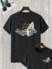 Neues Europäisches Und Amerikanisches Stil Gedrucktes Bequemes Und Atmungsaktives Rundhals Reines Baumwoll-T-Shirt Geeignet Für Sowohl Unisex Als Auch Unisex
