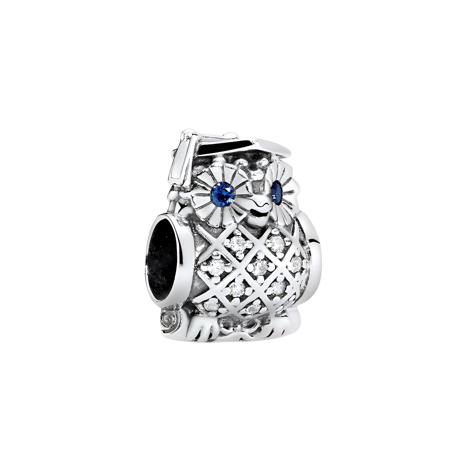 Pandora Womens DIY Bracelet 925 Silver Beads Customizable Owl Women Bracelets 791502NSB Silver,F