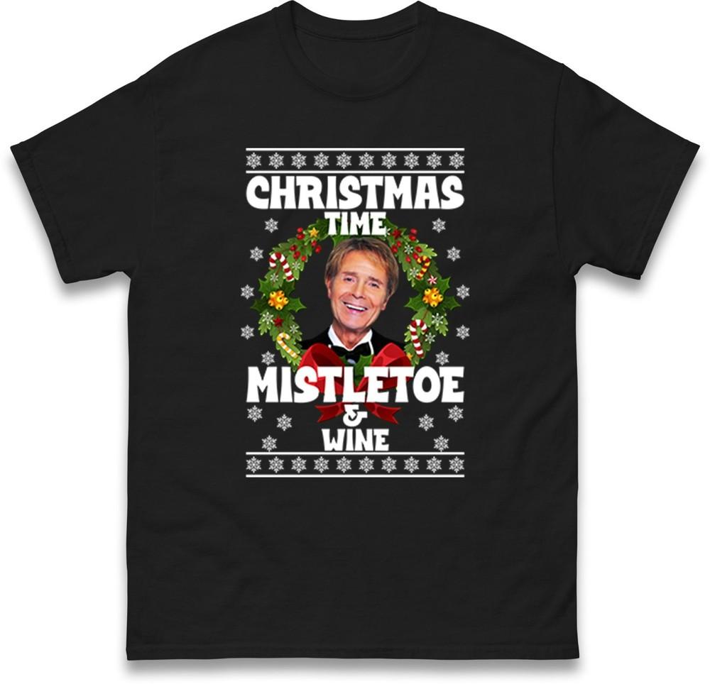 Cliff Richard Mistelwein Weihnachtsshirt Lustiges Feiertags-Xmas-T-Shirt Top