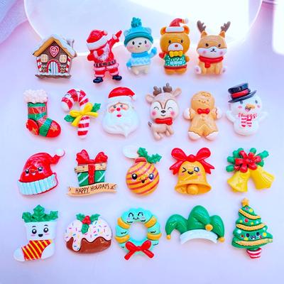 10Pcs New Mini Cute Cartoon Christmas Series Flat Back Resin Cabochons Scrapbooking DIY Jewelry Craft Decoration Accessorie