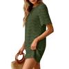 Women Lace Short Sleeve Mini Dress Crew Neck Scalloped Hem Hollow Out Pattern Style Casual Wear