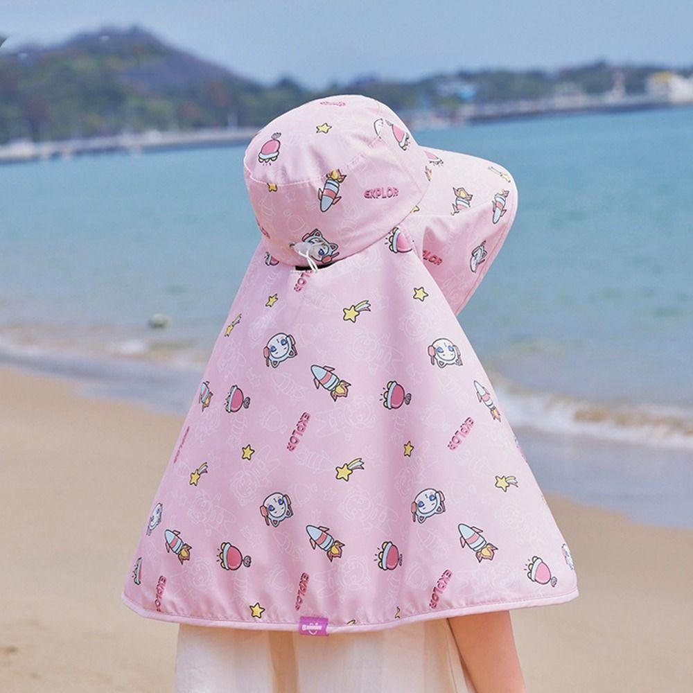 

Big Brim Kids Sunscreen Hat Shawl Children Beach Cap Fashion Baby Fisherman Hat Spring фіолетовий