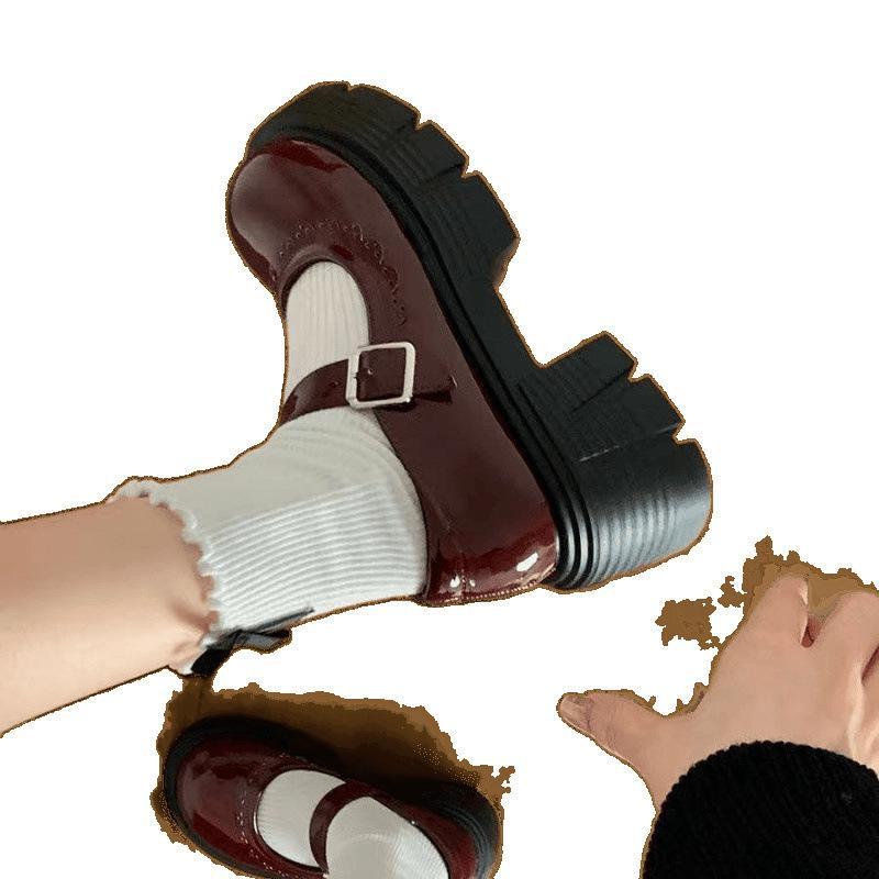 2025 Mary Jane-skor med hög klack i brittisk stil, läderskor med tjock sula – mångsidiga damskor för vår/höst