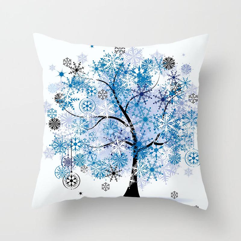 Painted Tree Digital Printed Peach Skin Square Pillow Cushion Cover Home Furnishings
