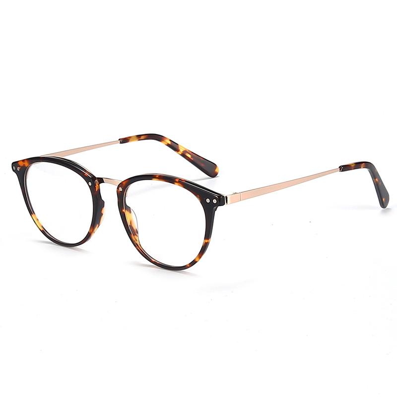 ZENOTTIC Retro Round Optical Prescription Eyeglasses Frames Unisex Ultralight Acetate Metal Spectacle Frame