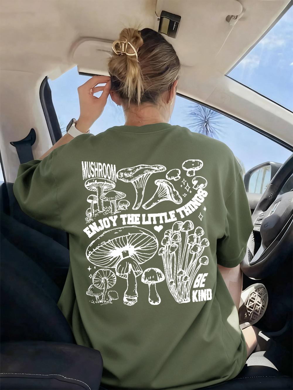 

Enjoy Things Mushroom Prints TShirt Womens Casual Comfortable T Shirts Soft ONeck Short Sleeve Tops Summer Loose Woman Clothes S