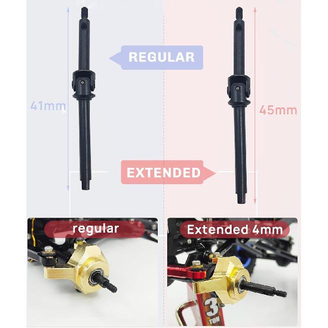 RC Steel Front Axle Drive Shaft CVD Front Axle Shafts for 1/24 Axial SCX24 C10/JLU/Bronco/Gladiator/Deadbolt RC Crawler Car (+4mm)
