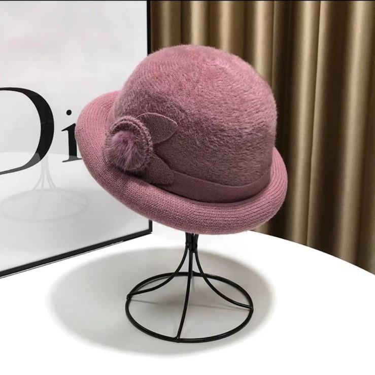Dámský zimní klobouk kbelík Elegantní větruodolný klobouk typu basin zdobený květinami Ultra silný hřejivý podzimní zimní klobouk z imitace kožešiny