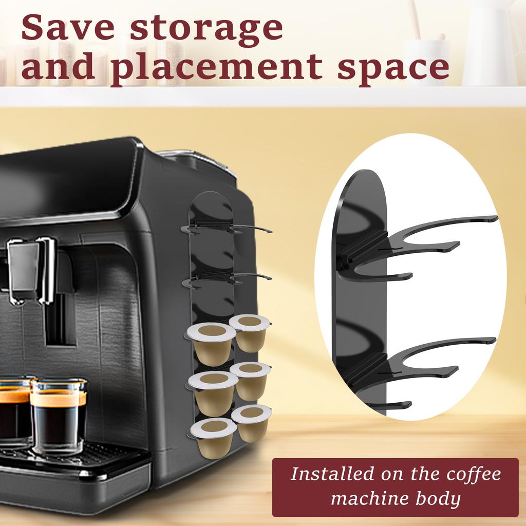 4Pcs Side Mount Coffee Pod Holder Space Saving Capsule Organizer Wall or Machine Mounted Storage Rack with Adhesive for Home