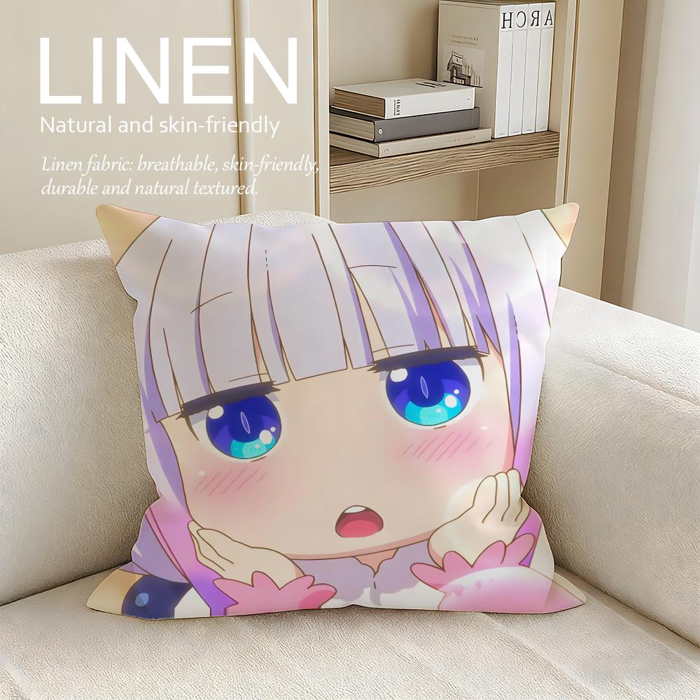 Fantasy Miss Kobayashis Dragon Maid Cushion Cover Pillowcase Set Pcs x x Breathable Washable Sofa Cushion Cover