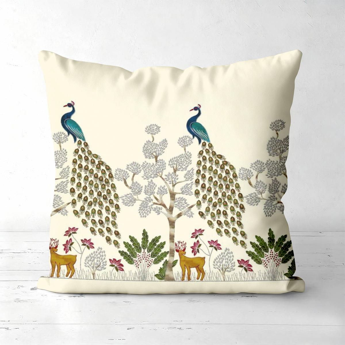 

Peacock Tree Deer Printed Decorative Cushion Covers Polyester pillowcase, sofa decorative cushion cov Headboard Pillow 45x45cm