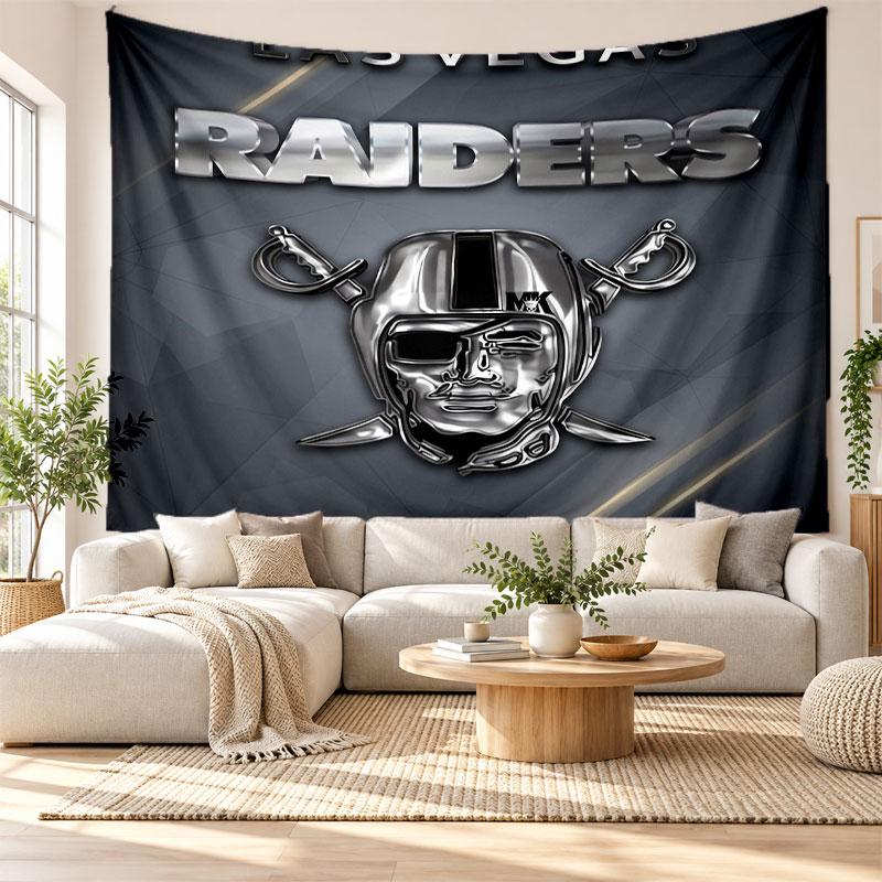 Las Vegas Raiders Wandteppich, Wandbehang aus weichem Stoff, Dekorative Kulisse für Schlafzimmer Heimwandkunst