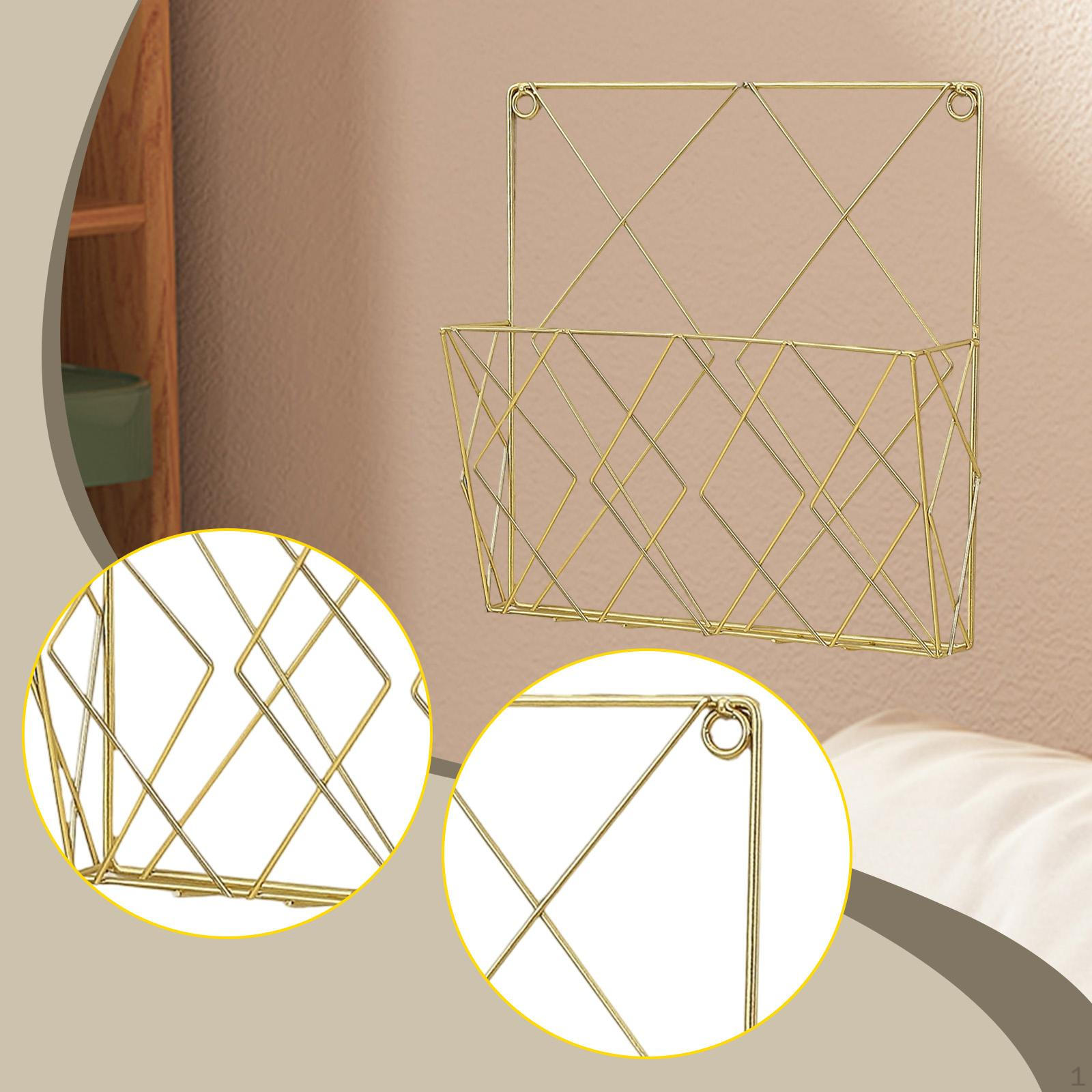 

Декоративная железная настенная подставка для журналов для комиксов, брошюр и журналов. золотой