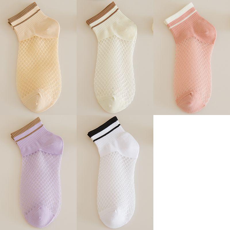 

5 пар женских носков с летней ажурной сеткой, впитывающей пот, дышащей и не имеющей запаха, летний тонкий дизайн (5 pairs)