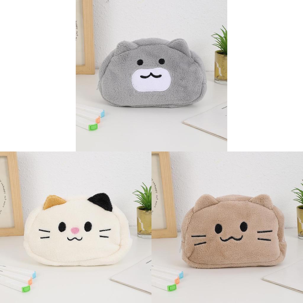 Cute Cartoon Cat Pen Organizer With Highquality Plush Material For School Use