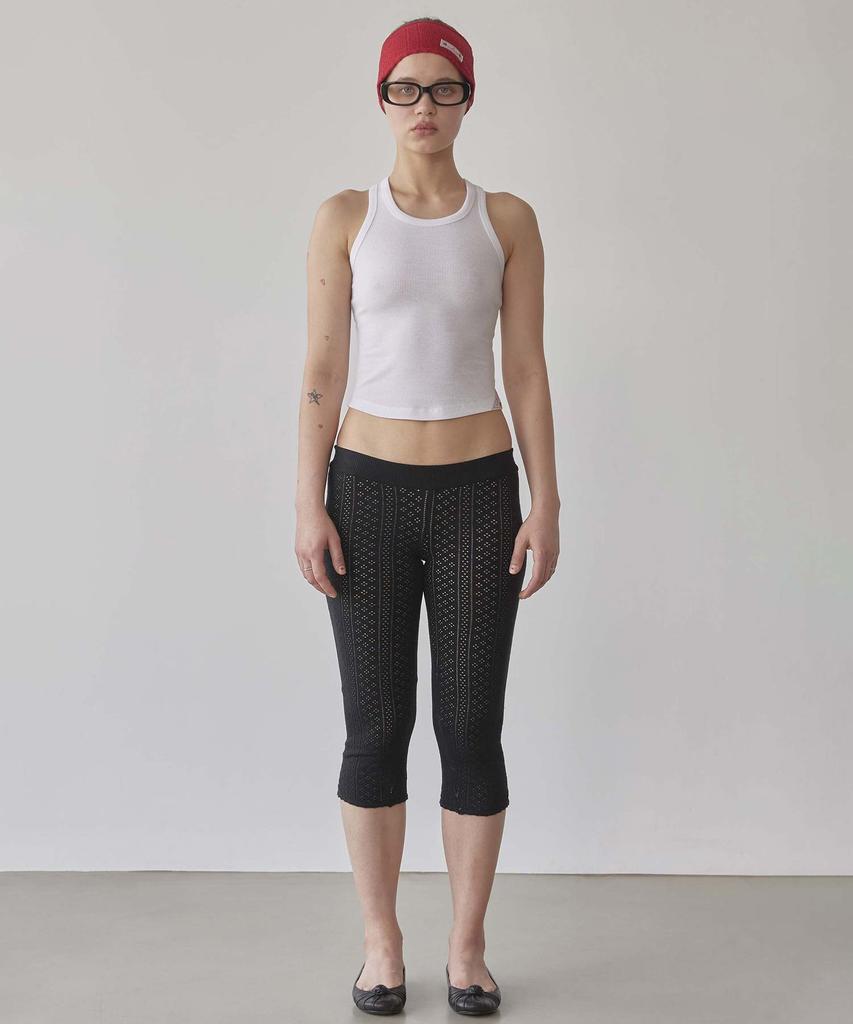 SCULPTOR Eyelet Knit Capri Pants Black
