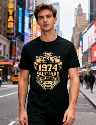 Made In 1974 50 Years Awesome 1974 50th Birthday Memorial Short Sleeve Tshirt