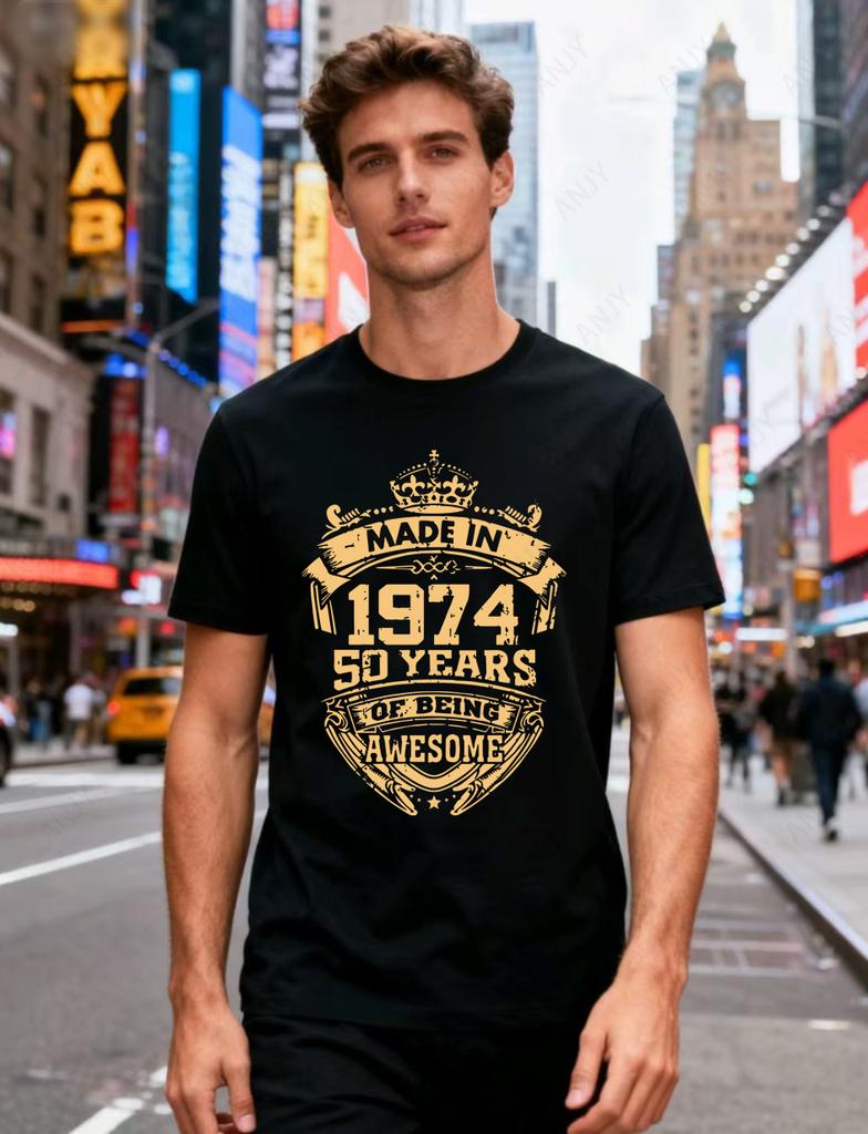 Made in 1974 50 Years Awesome 1974 50th Birthday Memorial Short Sleeve T-Shirt